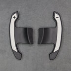 Carbon Fibre / White Gear Shifter Paddles for BMW F80 M3 F82 F83 M4 F87 M2 F30 G80 - Interior Styling | Carbon Kings