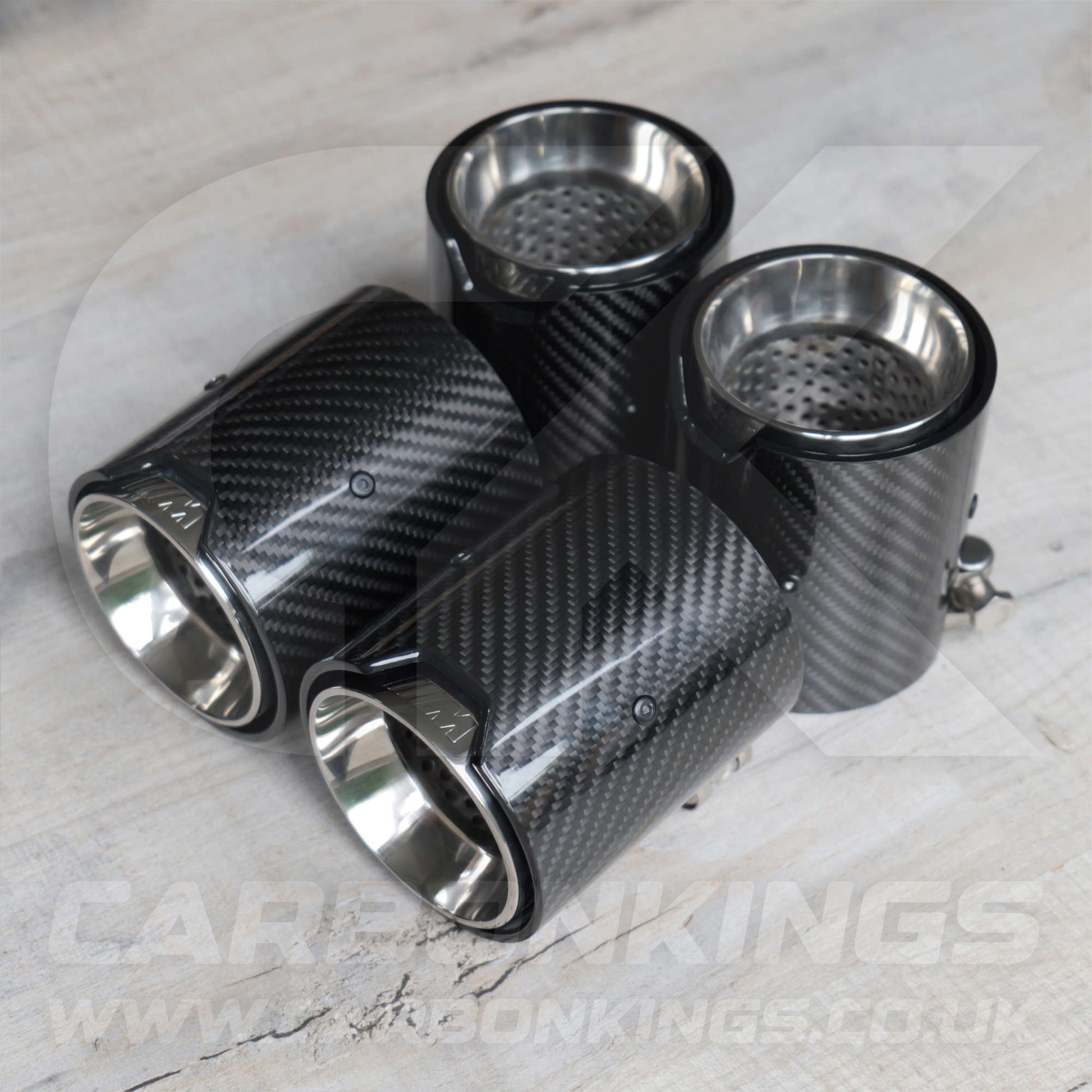 BMW M Performance Carbon Fibre / Silver Exhaust Tips for G80 G81 G82 G83 M3 M4