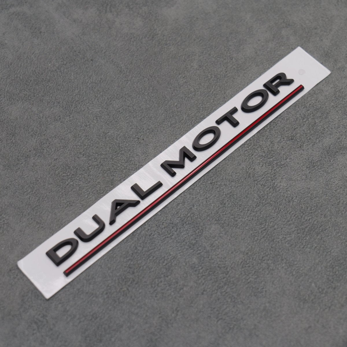 Matte Black with Red Line Dual Motor Rear Boot Badge Letters for Tesla Model S 3 X Y - Exterior Styling | Carbon Kings
