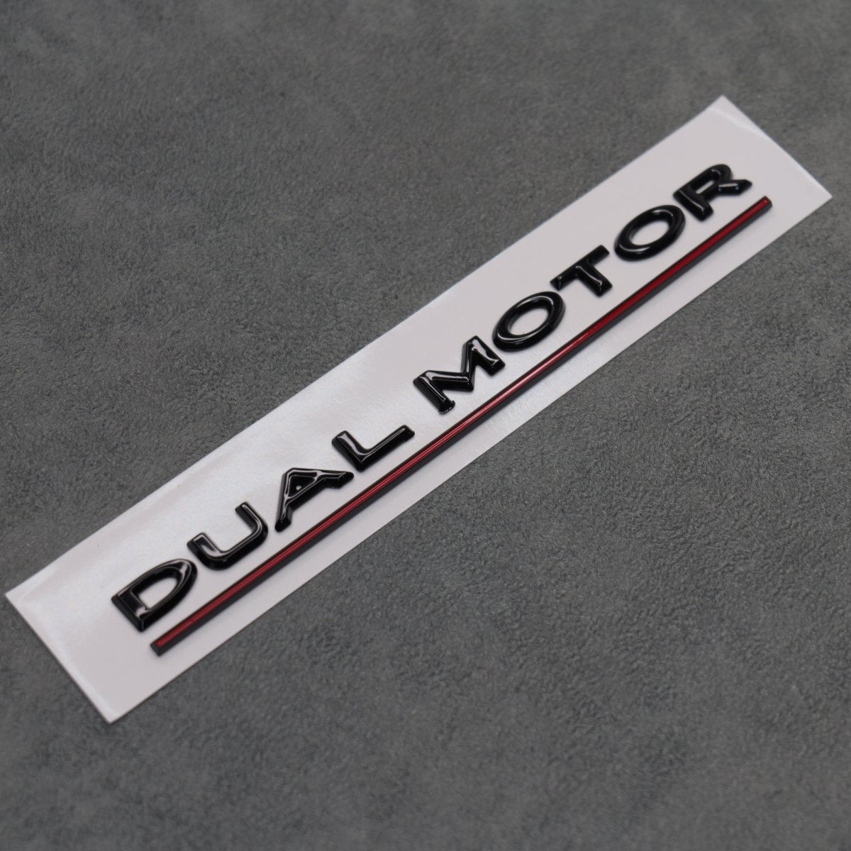 Gloss Black with Red Line Dual Motor Rear Boot Badge Letters for Tesla Model S 3 X Y - Exterior Styling | Carbon Kings