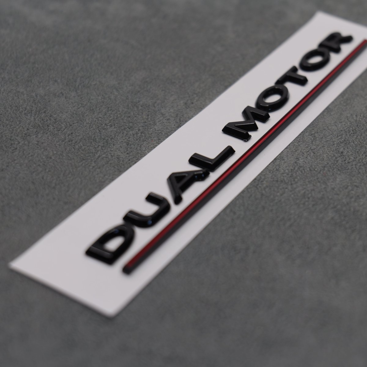 Gloss Black with Red Line Dual Motor Rear Boot Badge Letters for Tesla Model S 3 X Y - Exterior Styling | Carbon Kings