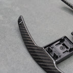 Carbon Fibre / White Gear Paddle Shifters BMW F80 M3 F82 F83 M4 F87 M2 F30 - Interior Styling | Carbon Kings