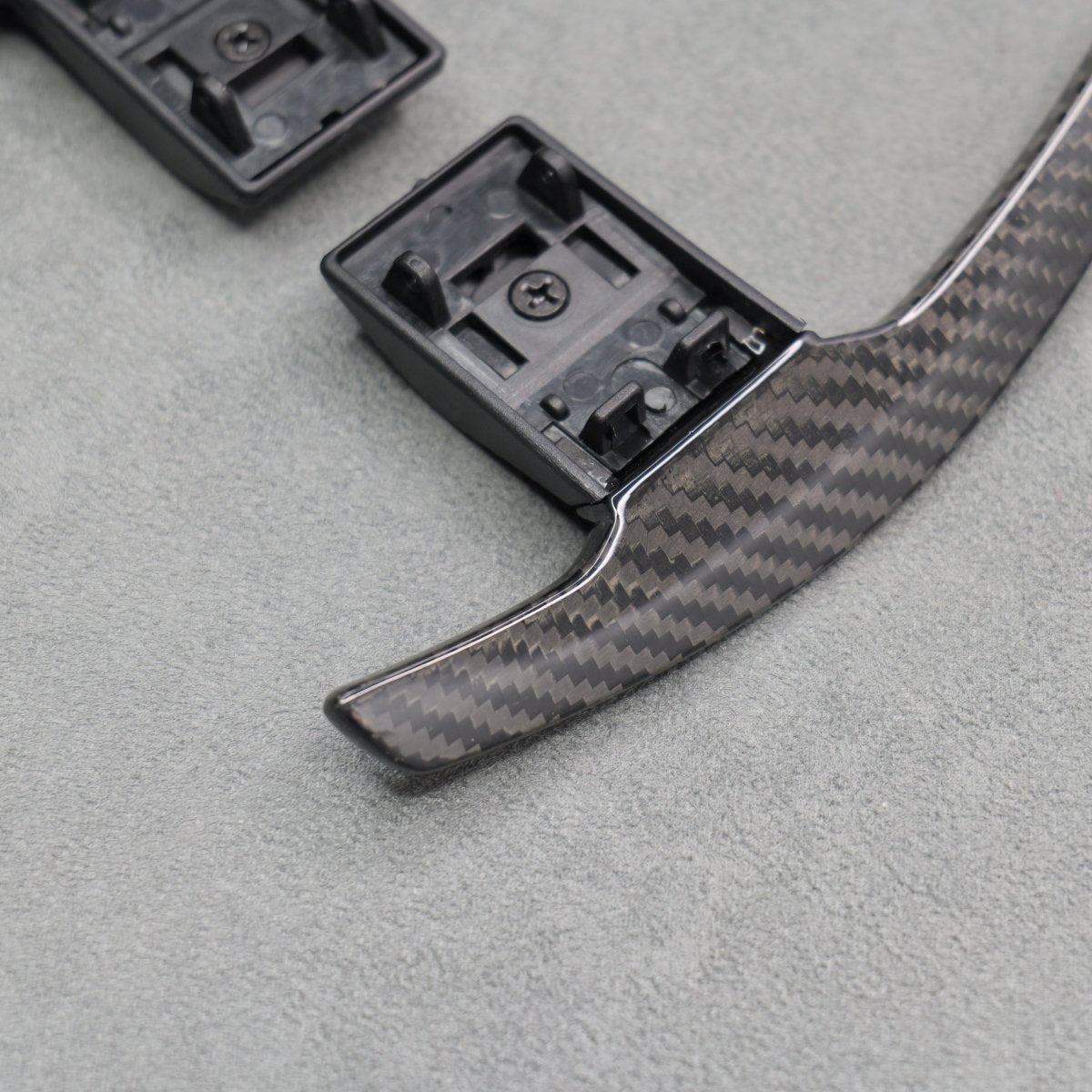 Carbon Fibre / White Gear Paddle Shifters BMW F80 M3 F82 F83 M4 F87 M2 F30 - Interior Styling | Carbon Kings