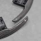 Carbon Fibre / White Gear Paddle Shifters BMW F80 M3 F82 F83 M4 F87 M2 F30 - Interior Styling | Carbon Kings