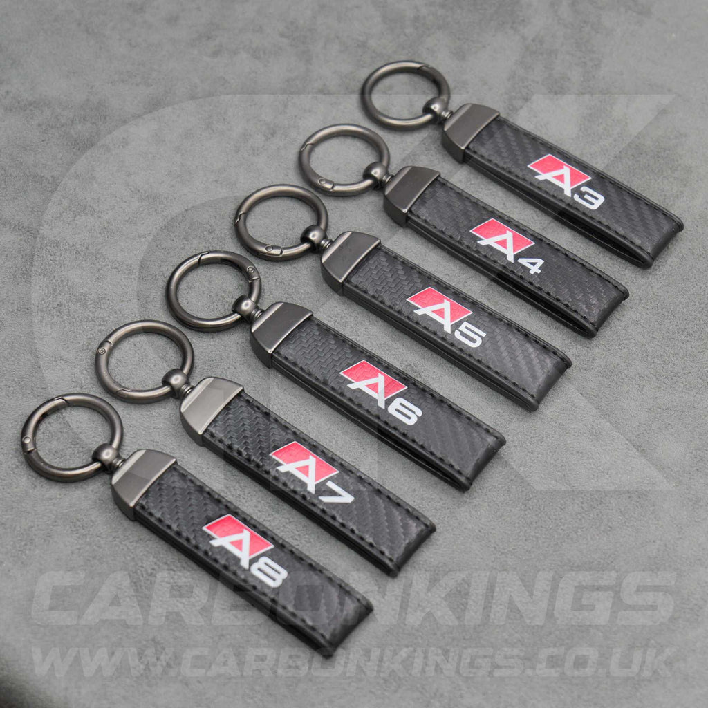 Audi Carbon Fibre Style Key Ring Chain S Line A3 A4 A5 A6 A7 A8