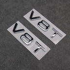 2x Chrome Silver V8T Side Wing Badge Emblems Audi SQ7 S6 S5 RS4 RS5 RS6 RS7 S8 - Exterior Styling | Carbon Kings
