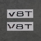 2x Chrome Silver V8T Side Wing Badge Emblems Audi SQ7 S6 S5 RS4 RS5 RS6 RS7 S8 - Exterior Styling | Carbon Kings