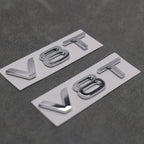2x Chrome Silver V8T Side Wing Badge Emblems Audi SQ7 S6 S5 RS4 RS5 RS6 RS7 S8 - Exterior Styling | Carbon Kings