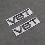2x Matte Black V6T Side Wing Badge Emblems for Audi A4 A5 A6 A7 S3 S4 S5 S6 Q5 Q7 V6 - Exterior Styling | Carbon Kings