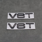 2x Matte Black V6T Side Wing Badge Emblems for Audi A4 A5 A6 A7 S3 S4 S5 S6 Q5 Q7 V6 - Exterior Styling | Carbon Kings