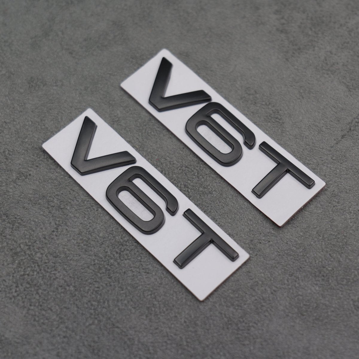 2x Matte Black V6T Side Wing Badge Emblems for Audi A4 A5 A6 A7 S3 S4 S5 S6 Q5 Q7 V6 - Exterior Styling | Carbon Kings