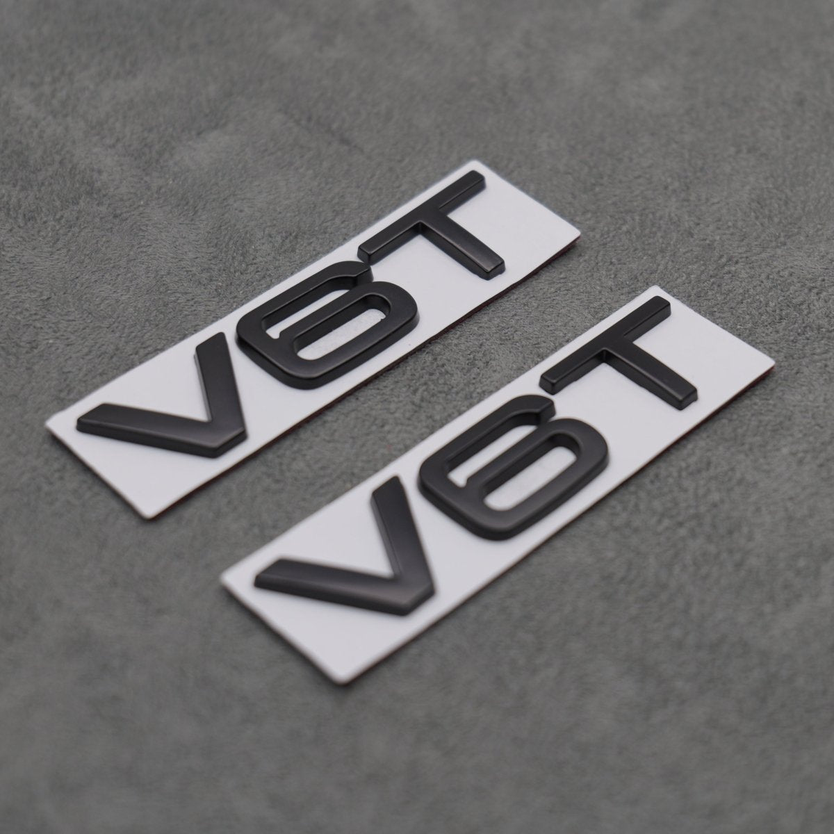 2x Matte Black V6T Side Wing Badge Emblems for Audi A4 A5 A6 A7 S3 S4 S5 S6 Q5 Q7 V6 - Exterior Styling | Carbon Kings