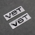 2x Gloss Black V8T Side Wing Badge Emblems for Audi SQ7 S6 S5 RS4 RS5 RS6 RS7 S8 - Exterior Styling | Carbon Kings
