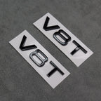 2x Gloss Black V8T Side Wing Badge Emblems for Audi SQ7 S6 S5 RS4 RS5 RS6 RS7 S8 - Exterior Styling | Carbon Kings