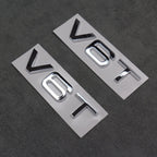 2x Chrome Silver V6T Side Wing Badge Emblems for Audi A4 A5 A6 A7 S3 S4 S5 S6 Q5 Q7 - Exterior Styling | Carbon Kings
