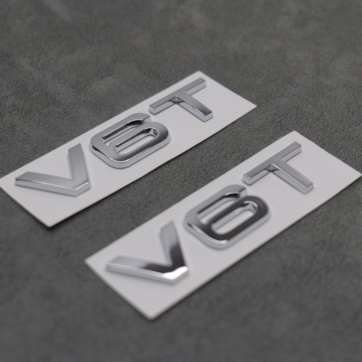 2x Chrome Silver V6T Side Wing Badge Emblems for Audi A4 A5 A6 A7 S3 S4 S5 S6 Q5 Q7 - Exterior Styling | Carbon Kings