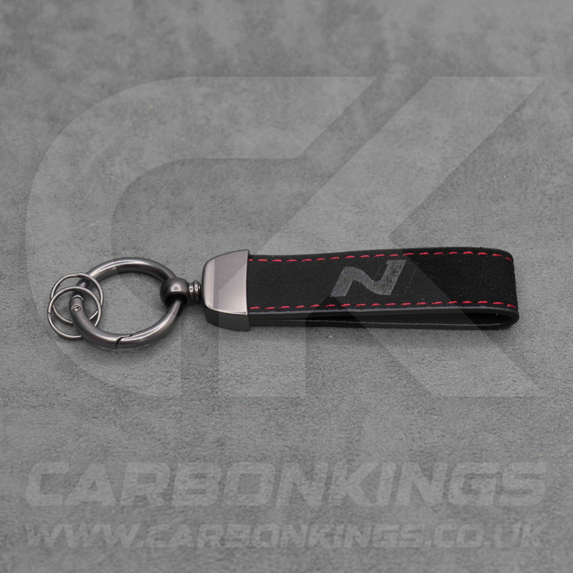 Hyundai N Black Suede Red Stitch Car Key Chain Ioniq 5 6 9 Kona i10 i20 i30