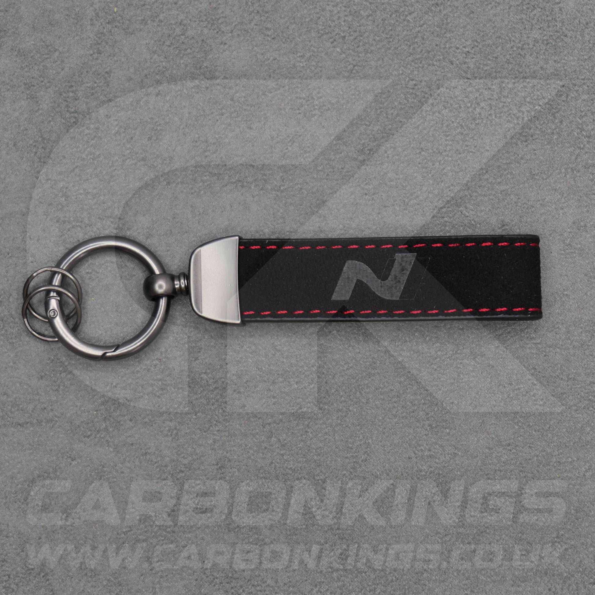 Hyundai N Black Suede Red Stitch Car Key Chain Ioniq 5 6 9 Kona i10 i20 i30