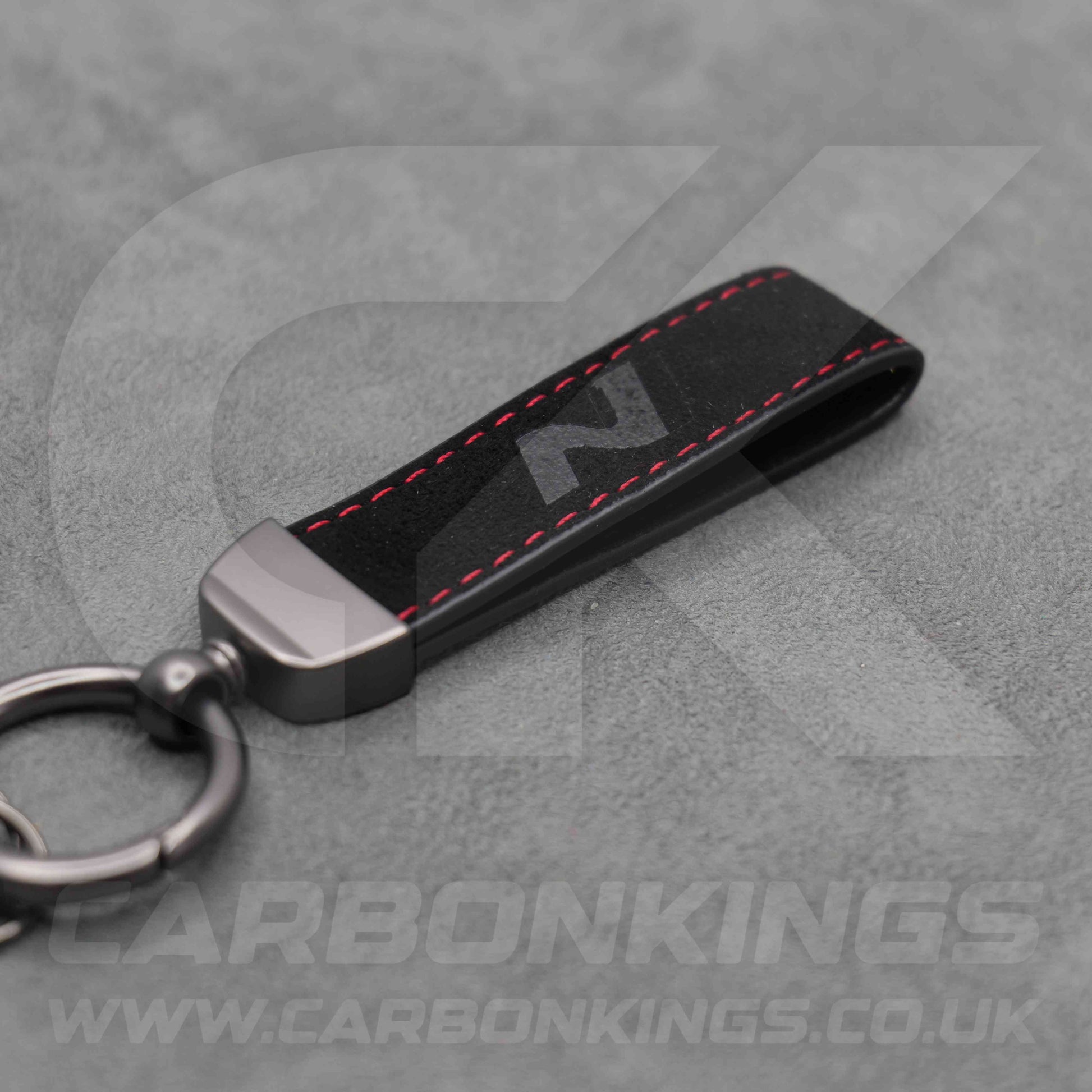 Hyundai N Black Suede Red Stitch Car Key Chain Ioniq 5 6 9 Kona i10 i20 i30
