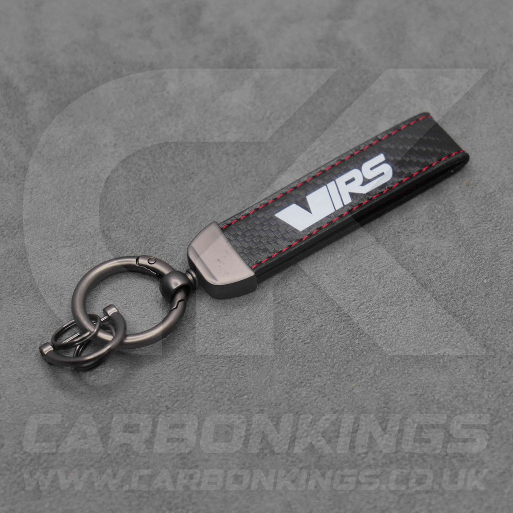 Skoda VRS Carbon Fibre / Red Stitching Key Ring Chain Octavia Elroq Enyaq Kodiaq