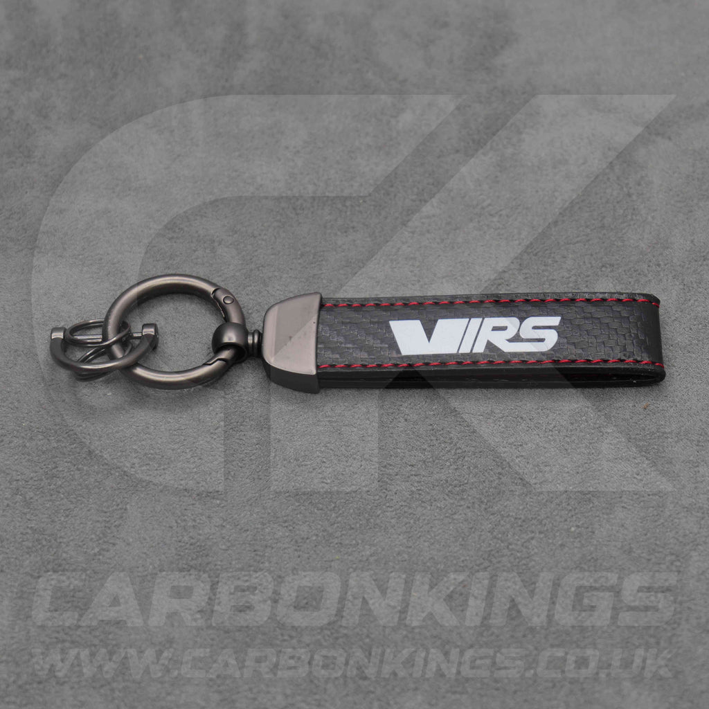 Skoda VRS Carbon Fibre / Red Stitching Key Ring Chain Octavia Elroq Enyaq Kodiaq