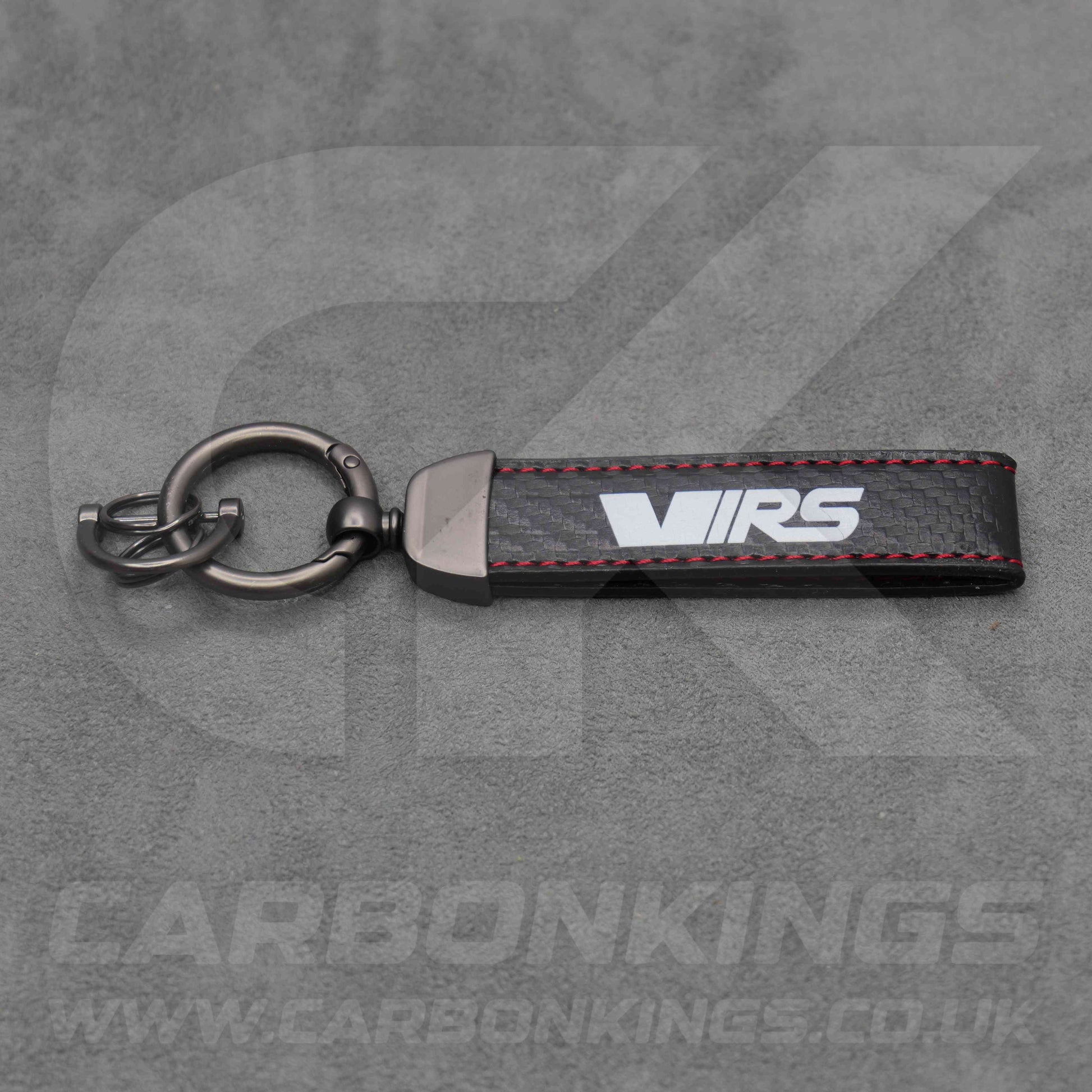 Skoda VRS Carbon Fibre / Red Stitching Key Ring Chain Octavia Elroq Enyaq Kodiaq