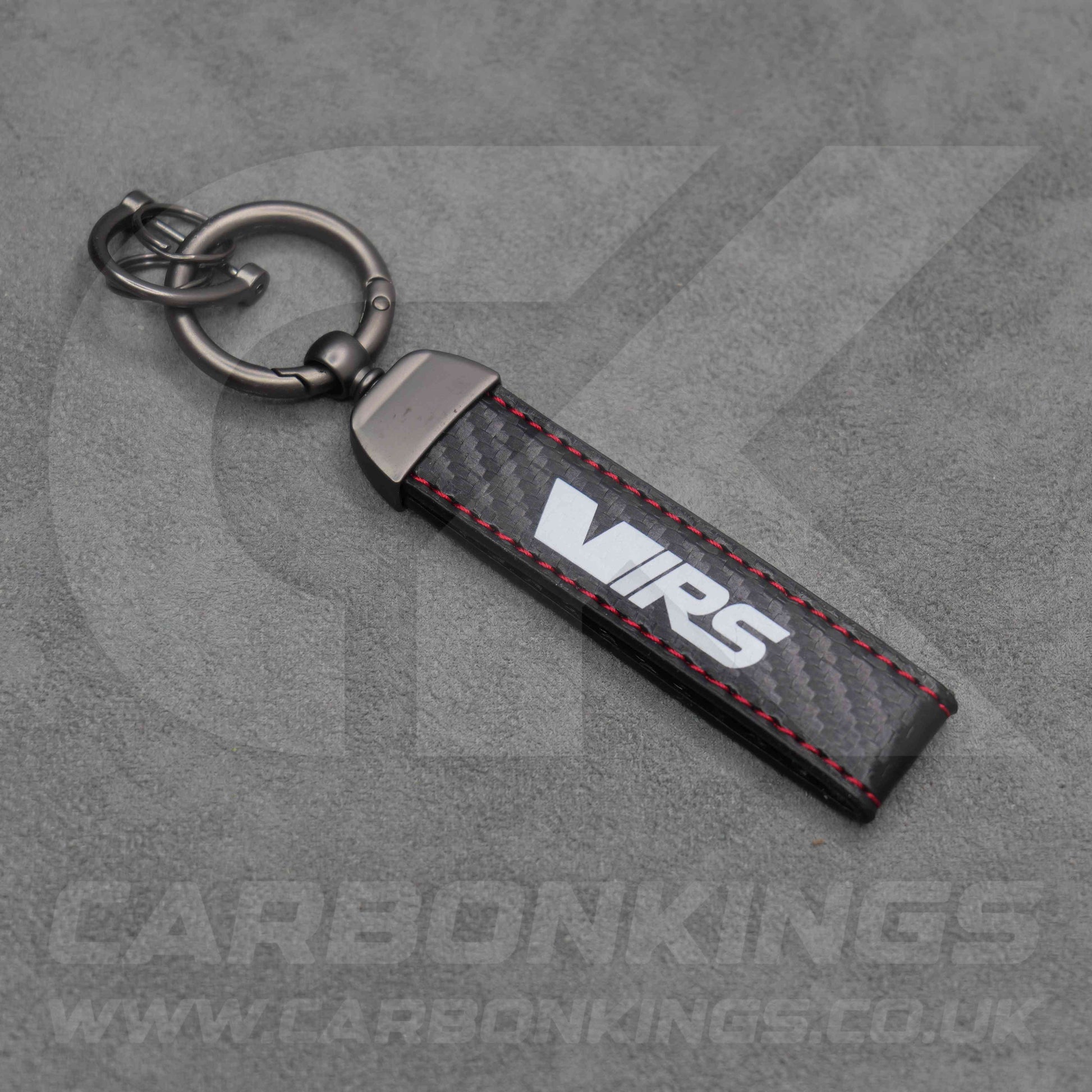 Skoda VRS Carbon Fibre / Red Stitching Key Ring Chain Octavia Elroq Enyaq Kodiaq