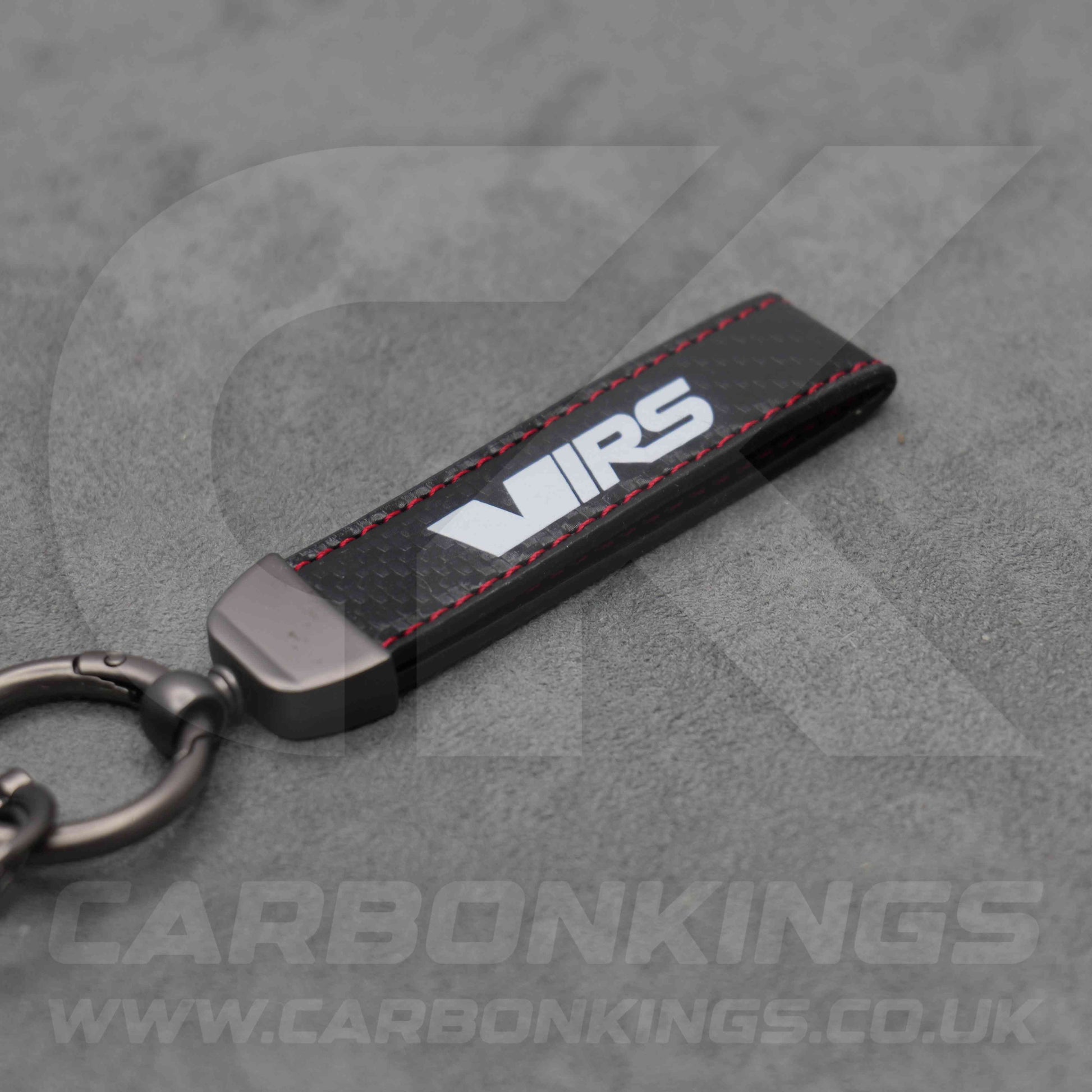 Skoda VRS Carbon Fibre / Red Stitching Key Ring Chain Octavia Elroq Enyaq Kodiaq
