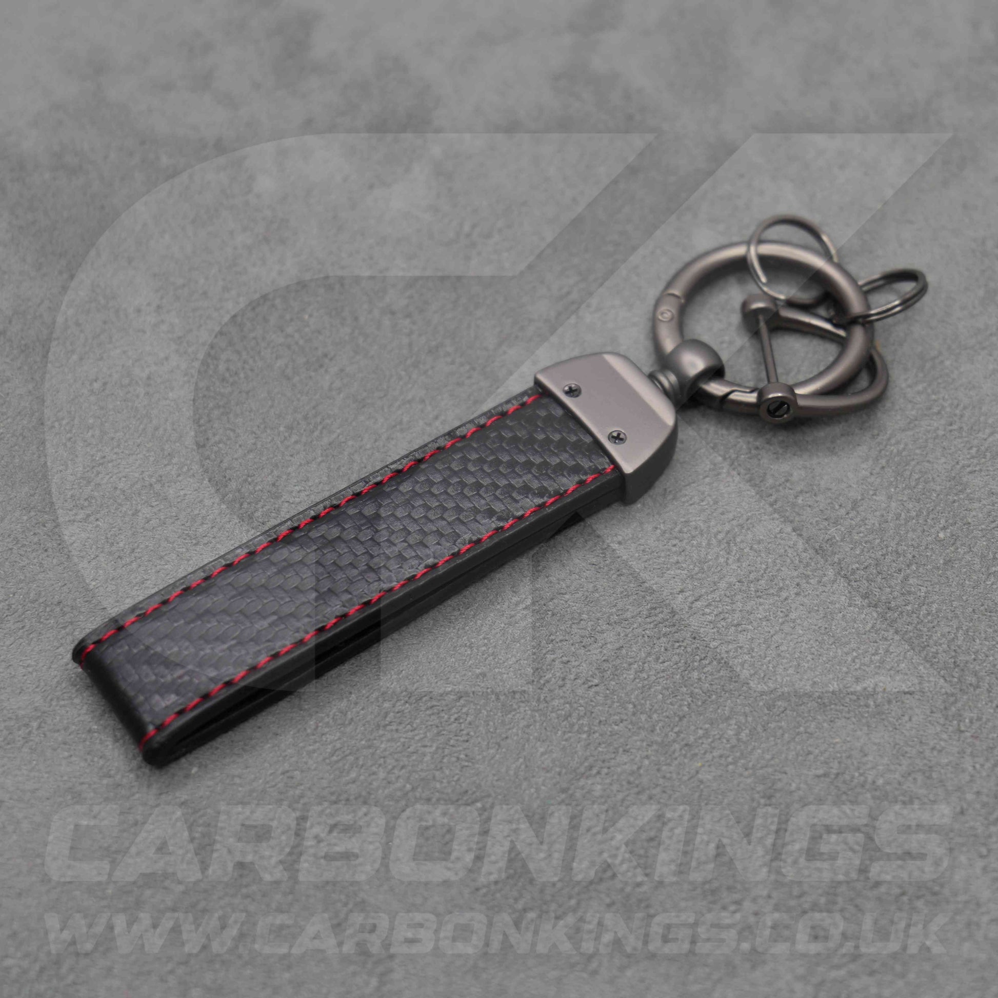 Skoda VRS Carbon Fibre / Red Stitching Key Ring Chain Octavia Elroq Enyaq Kodiaq