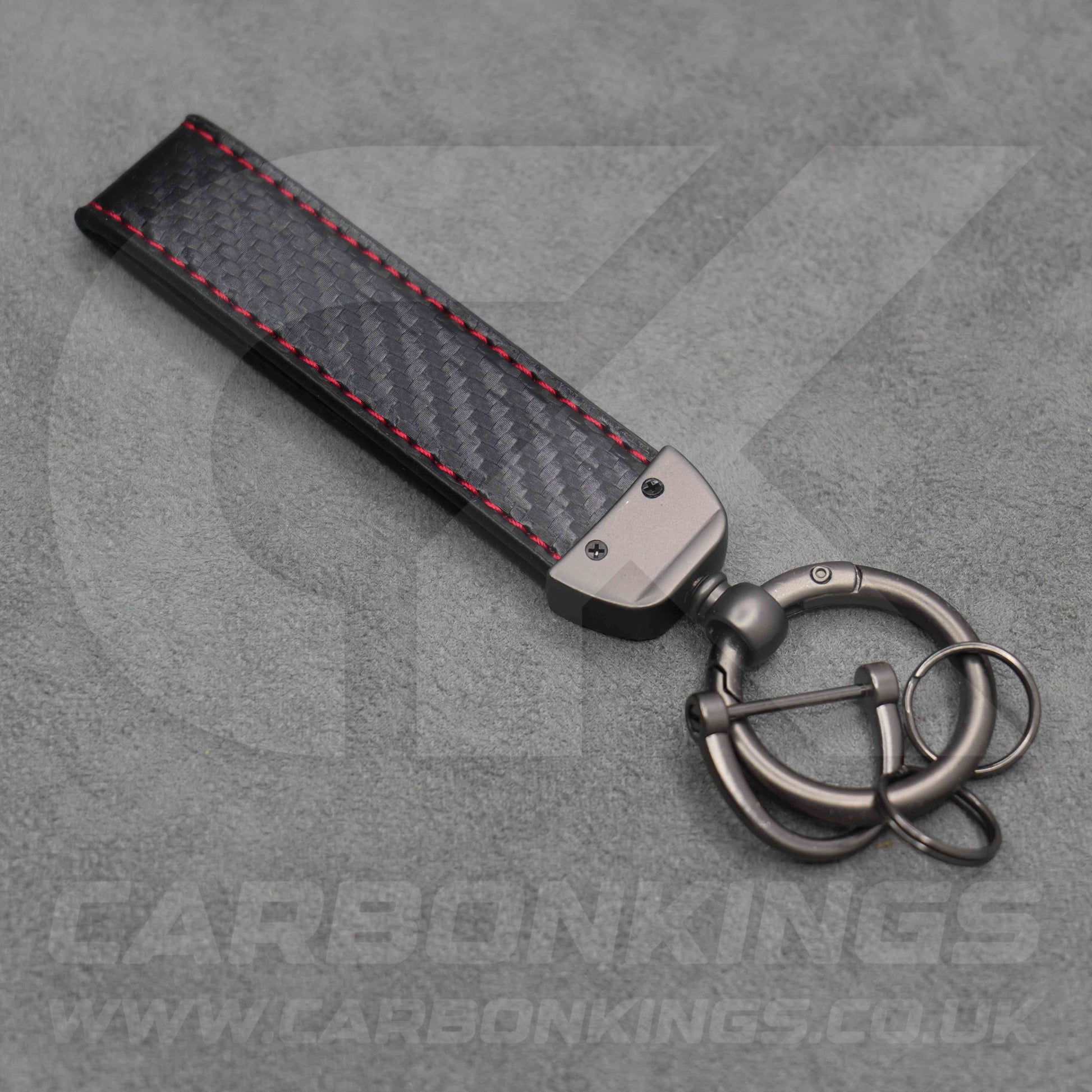 Skoda VRS Carbon Fibre / Red Stitching Key Ring Chain Octavia Elroq Enyaq Kodiaq