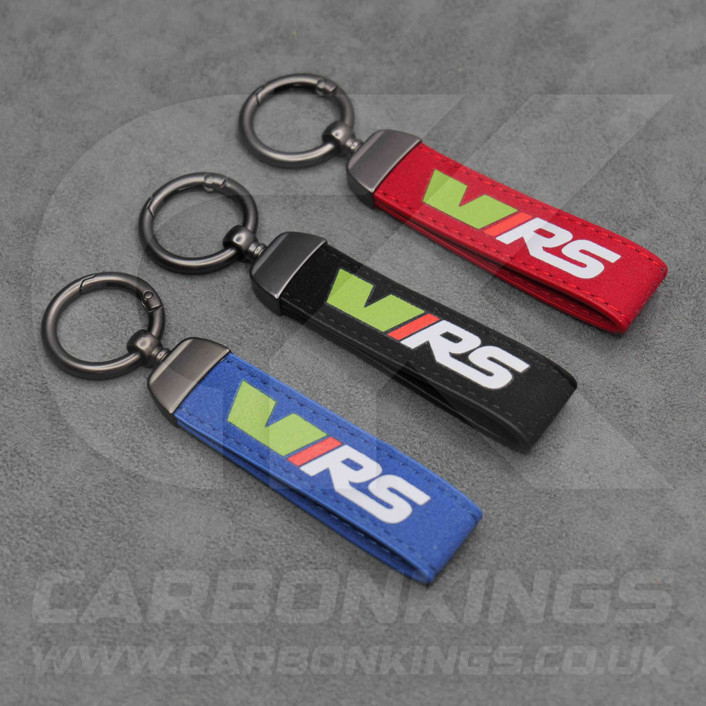Skoda VRS Black / Red / Blue Suede Key Ring Chain Octavia Elroq Enyaq Kodiaq