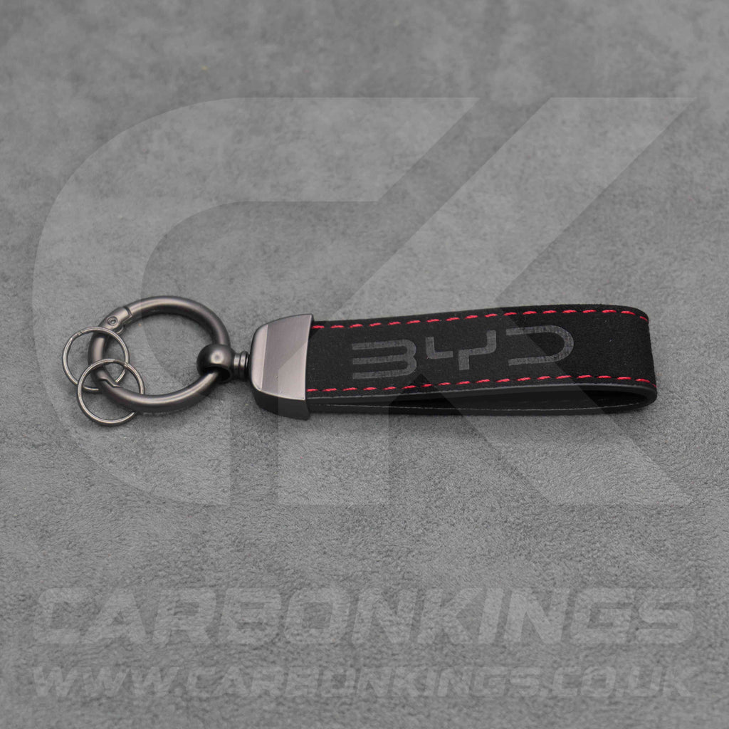 BYD Black Suede / Red Stitching Car Key Ring Chain Sealion Atto Dolphin Seal Sealion