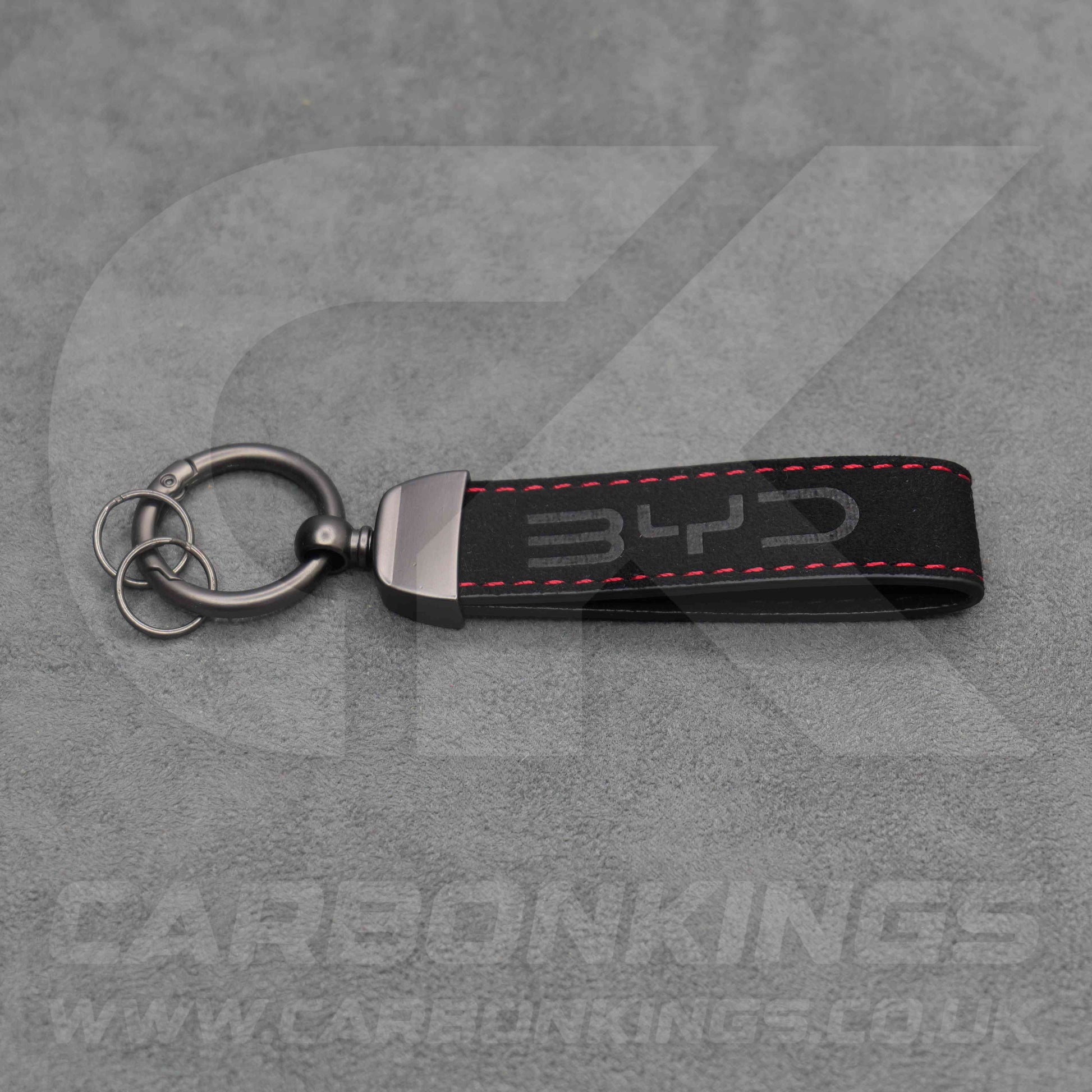 BYD Black Suede / Red Stitching Car Key Ring Chain Sealion Atto Dolphin Seal Sealion