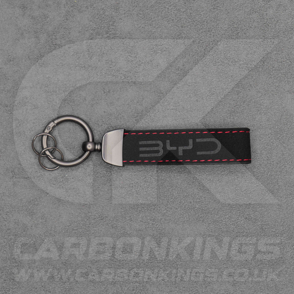 BYD Black Suede / Red Stitching Car Key Ring Chain Sealion Atto Dolphin Seal Sealion