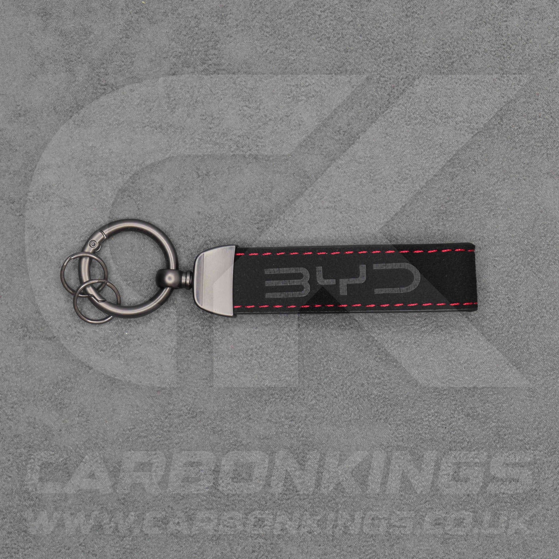 BYD Black Suede / Red Stitching Car Key Ring Chain Sealion Atto Dolphin Seal Sealion