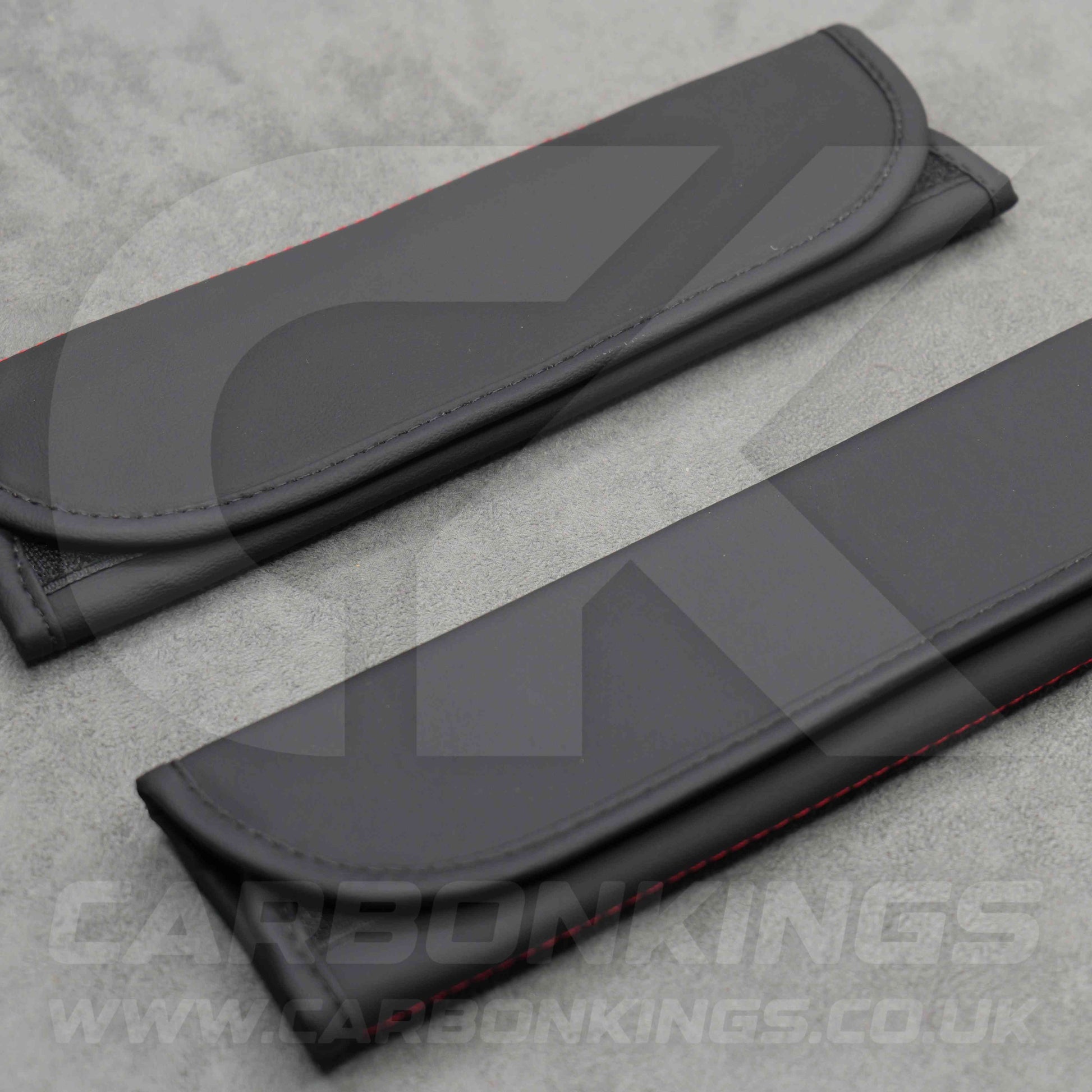 Toyota GR Sport Leather / Red Stitching Seatbelt Cover Protectors Gazoo Racing