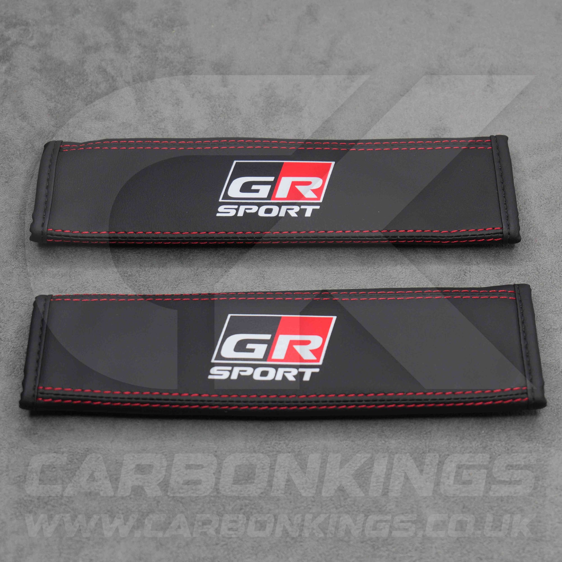 Toyota GR Sport Leather / Red Stitching Seatbelt Cover Protectors Gazoo Racing