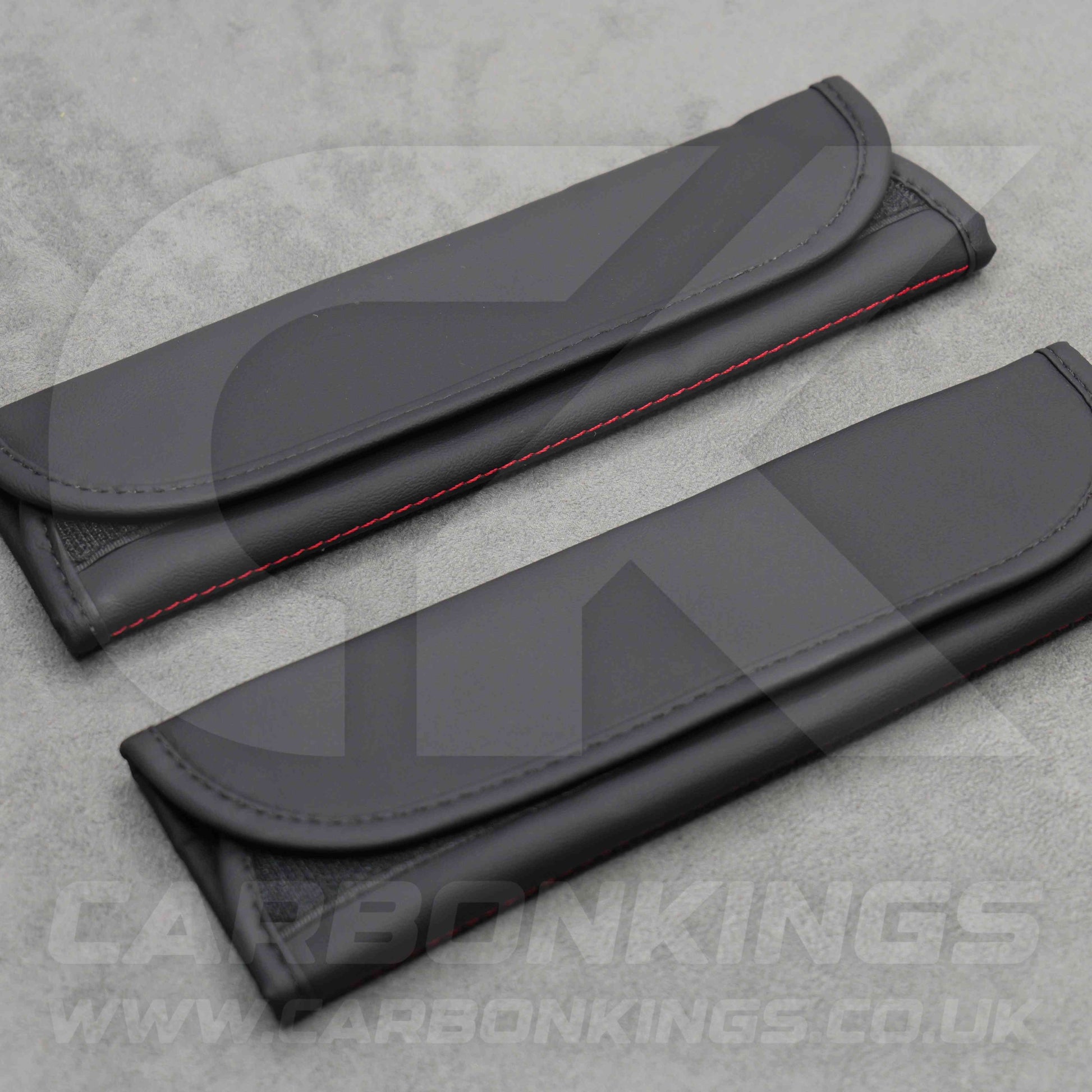 Toyota GR Sport Leather / Red Stitching Seatbelt Cover Protectors Gazoo Racing