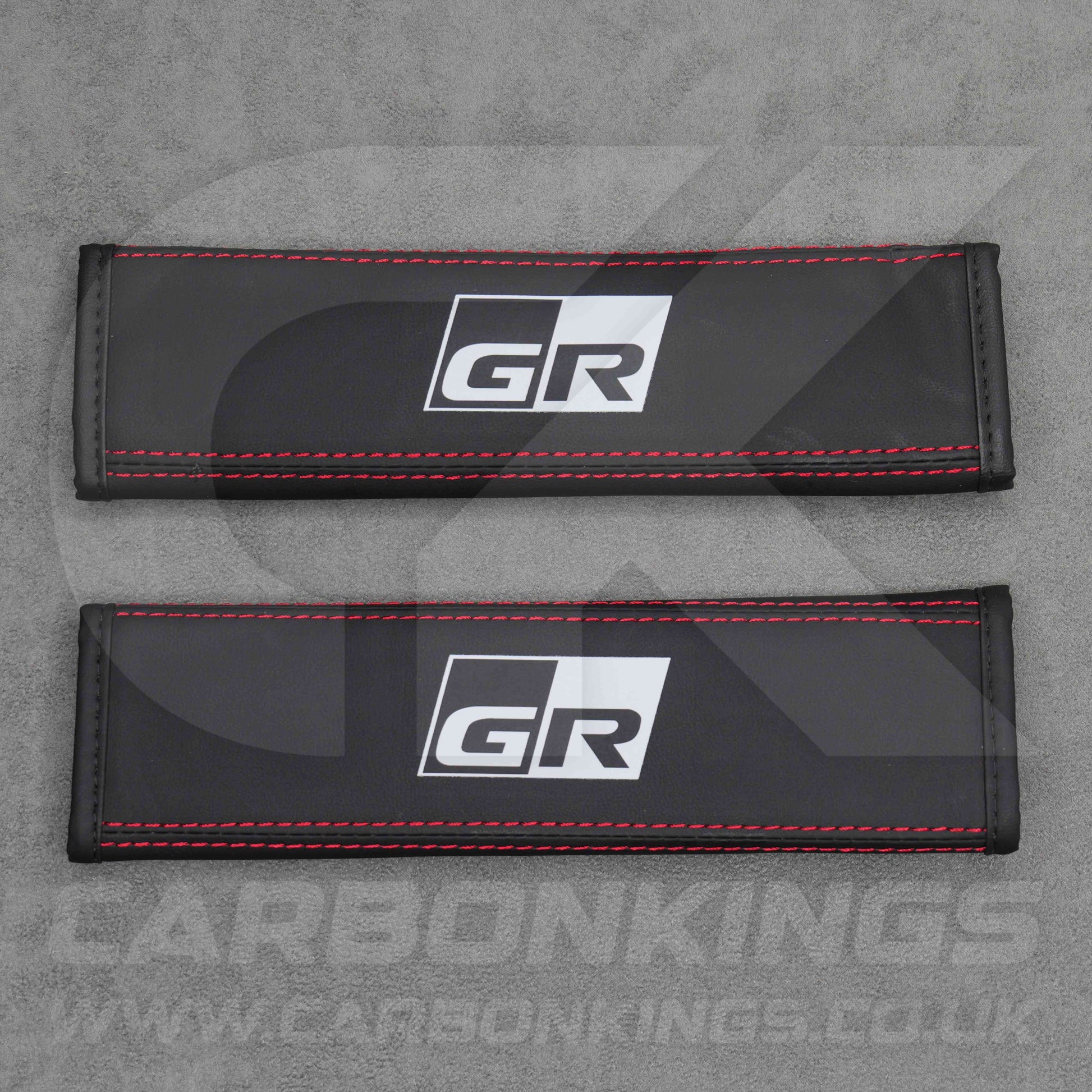 Toyota GR Sport Leather / Red Stitching Seatbelt Cover Protectors Gazoo Racing