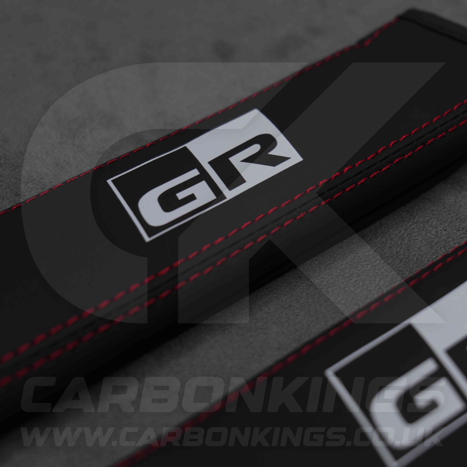 Toyota GR Sport Leather / Red Stitching Seatbelt Cover Protectors Gazoo Racing