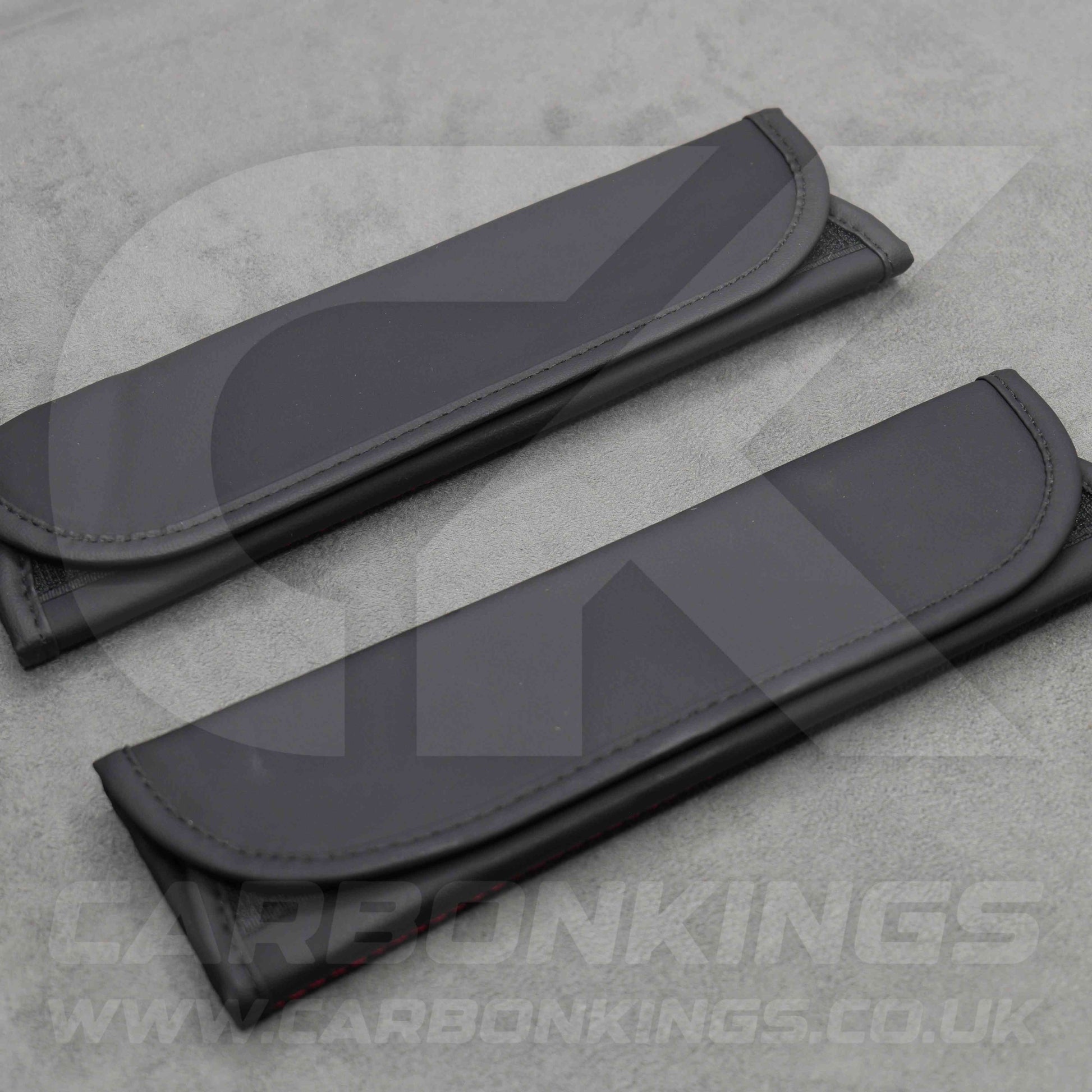 Toyota GR Sport Leather / Red Stitching Seatbelt Cover Protectors Gazoo Racing