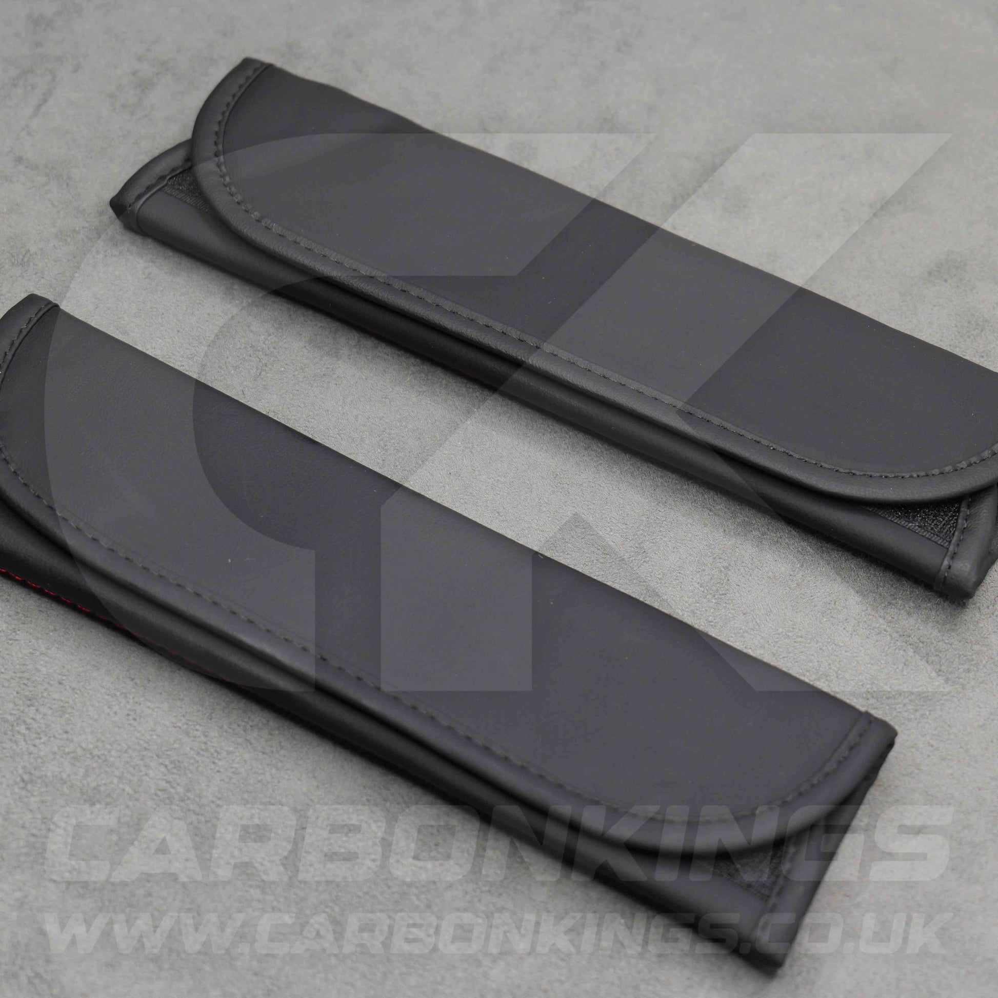 Toyota GR Sport Leather / Red Stitching Seatbelt Cover Protectors Gazoo Racing