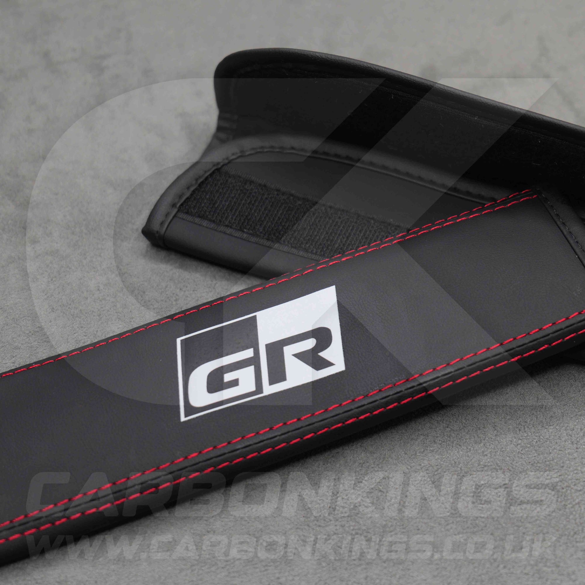 Toyota GR Sport Leather / Red Stitching Seatbelt Cover Protectors Gazoo Racing