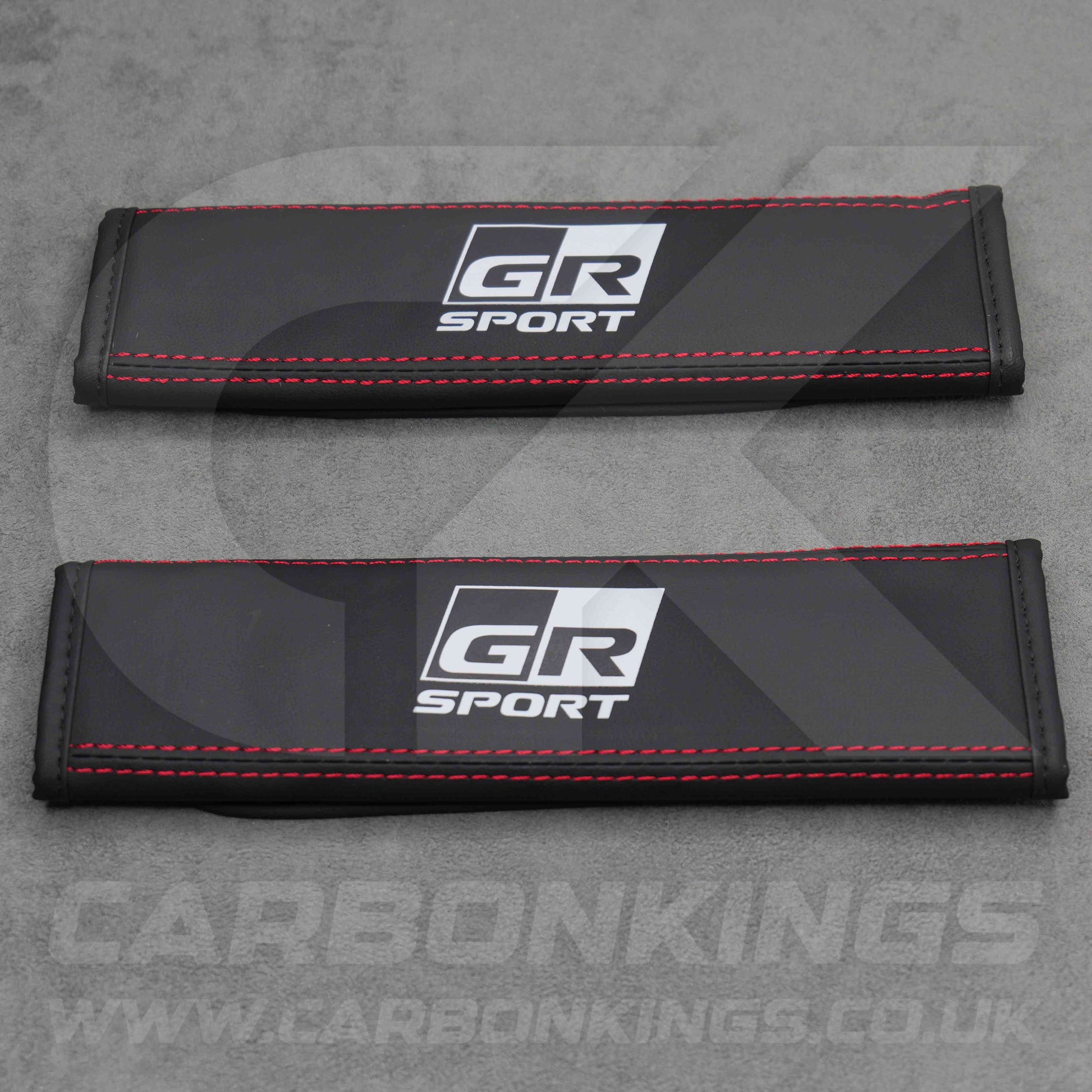 Toyota GR Sport Leather / Red Stitching Seatbelt Cover Protectors Gazoo Racing