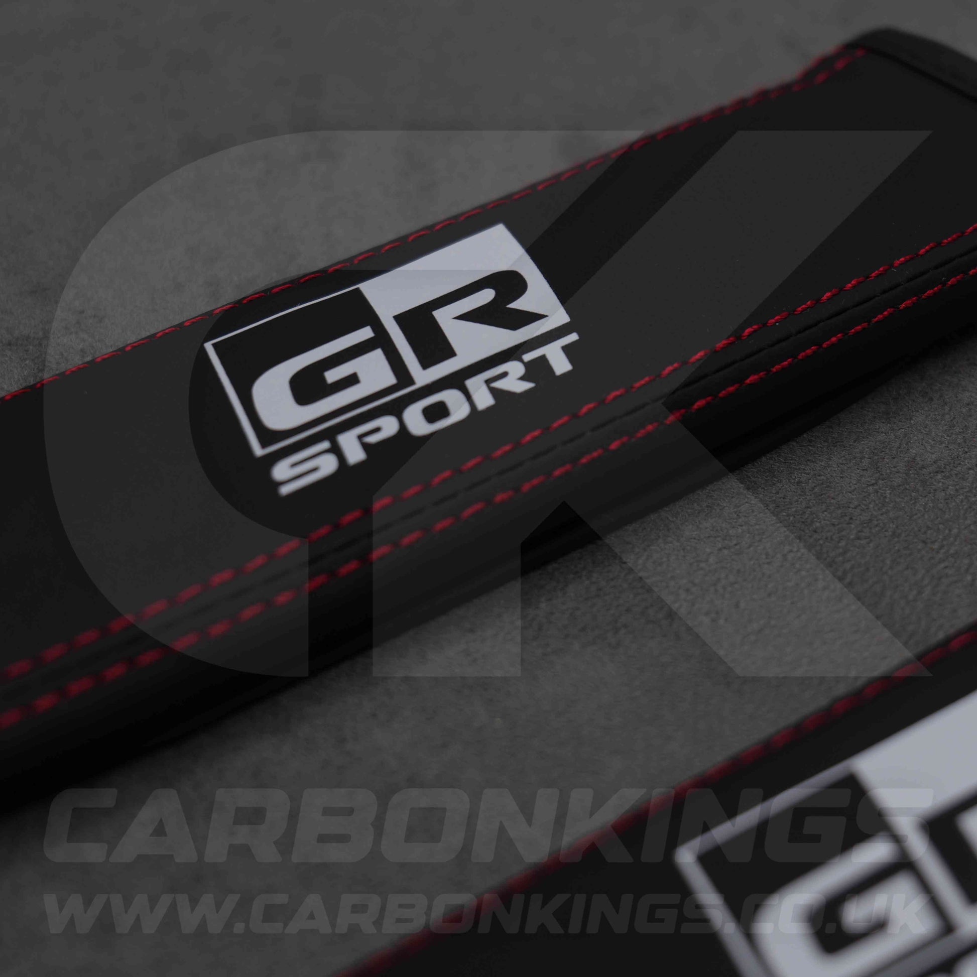 Toyota GR Sport Leather / Red Stitching Seatbelt Cover Protectors Gazoo Racing