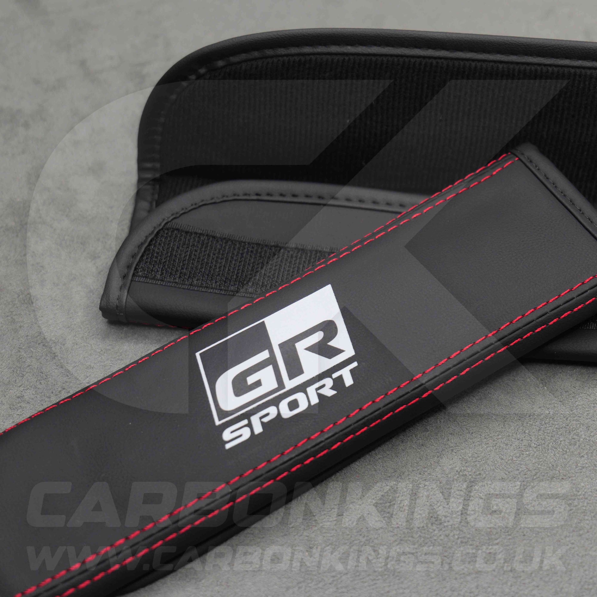 Toyota GR Sport Leather / Red Stitching Seatbelt Cover Protectors Gazoo Racing