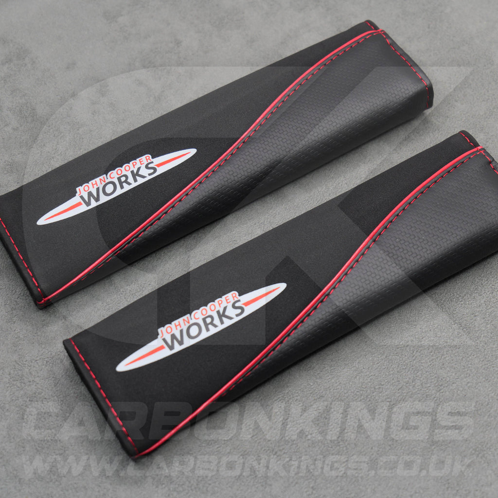 John Cooper Works Suede / Carbon Fibre Seatbelt Shoulder Protectors Mini Cooper