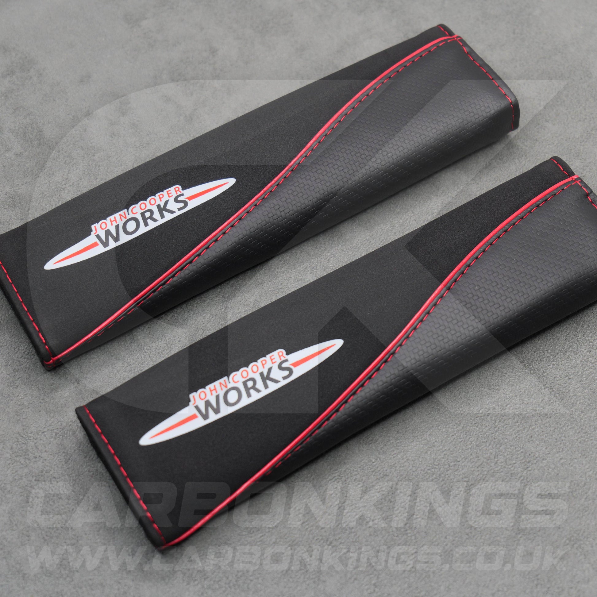 John Cooper Works Suede / Carbon Fibre Seatbelt Shoulder Protectors Mini Cooper