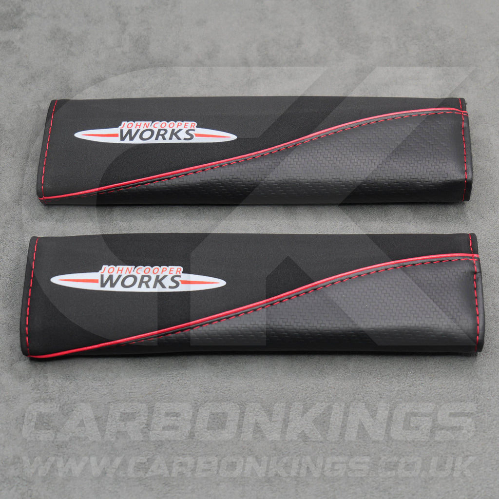 John Cooper Works Suede / Carbon Fibre Seatbelt Shoulder Protectors Mini Cooper