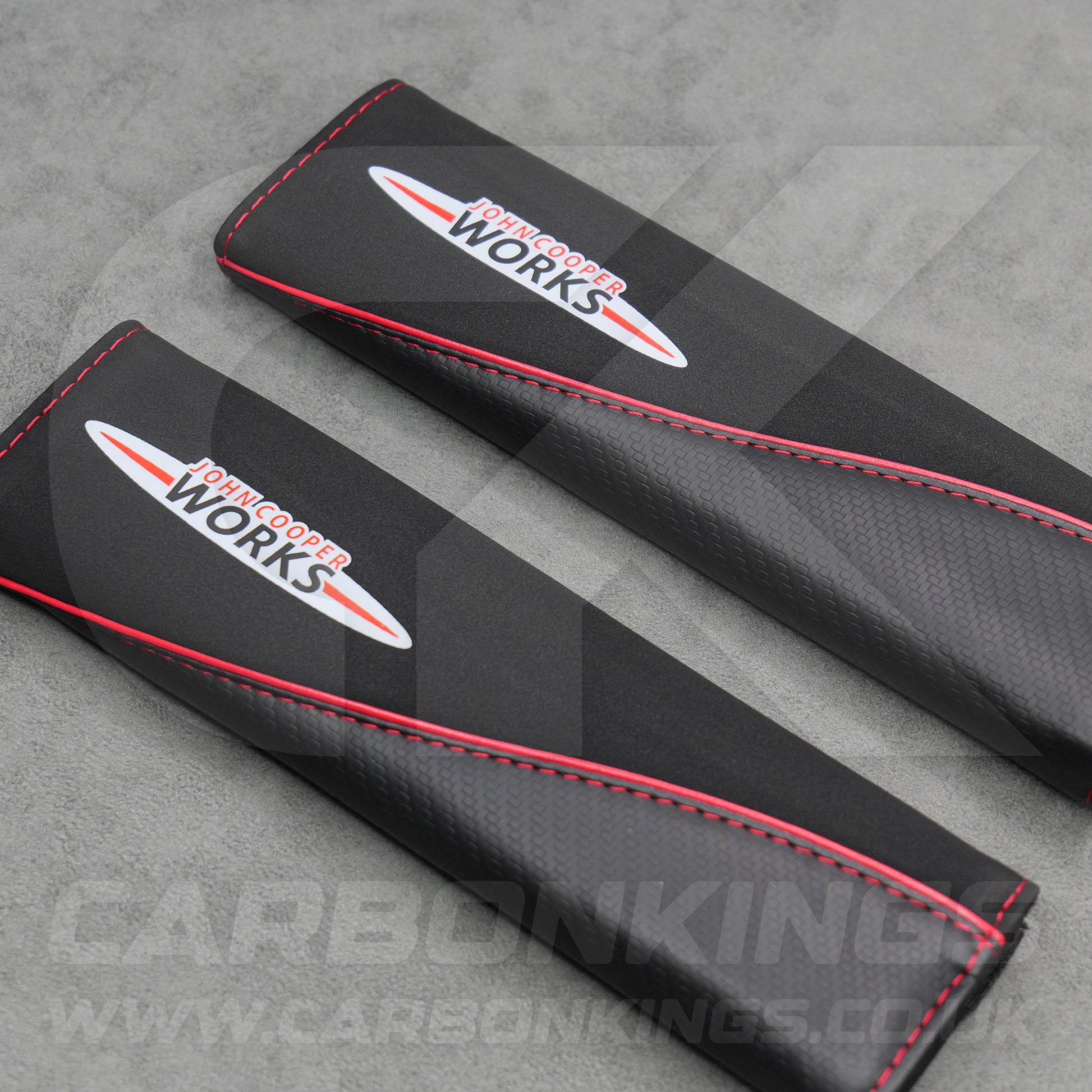 John Cooper Works Suede / Carbon Fibre Seatbelt Shoulder Protectors Mini Cooper